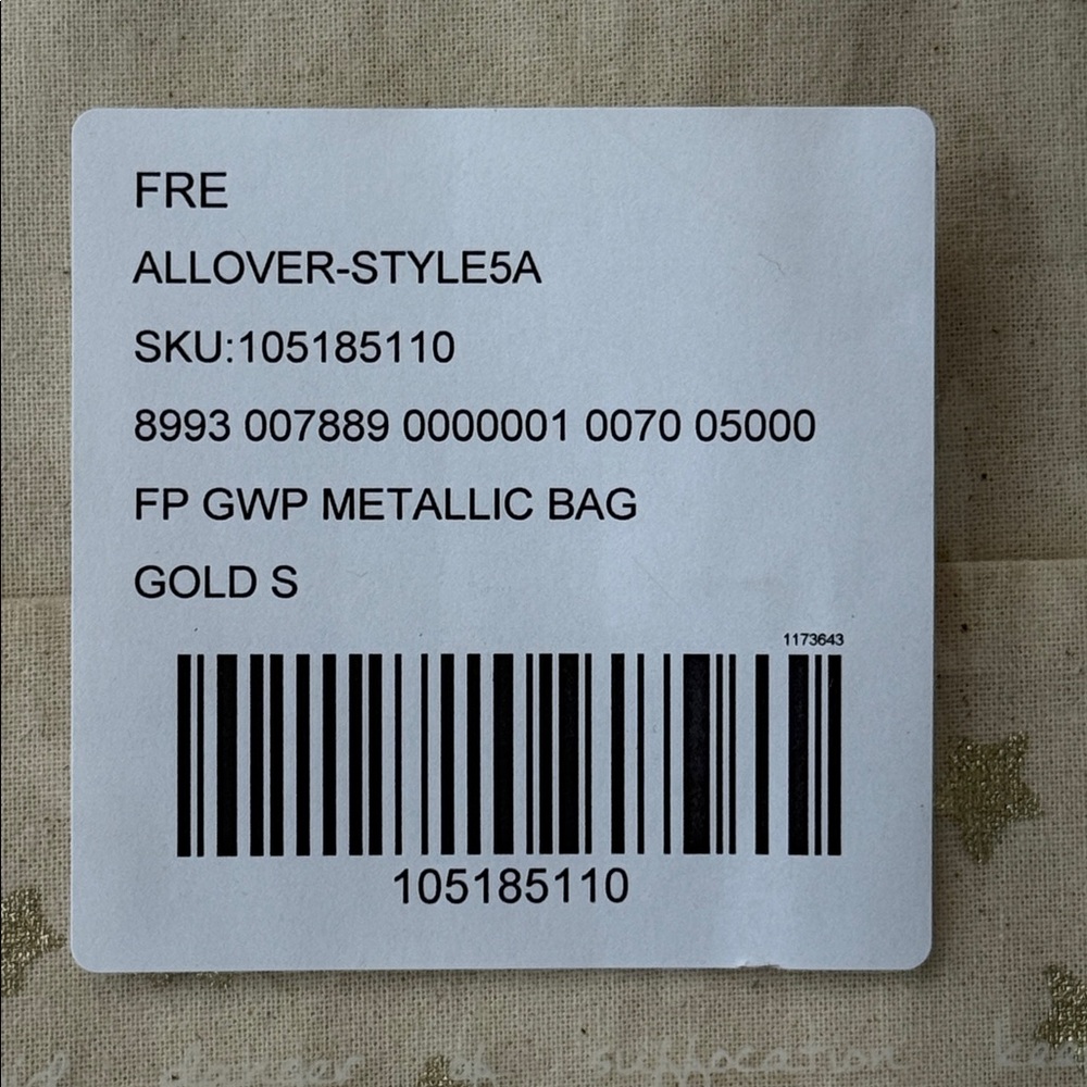 Free People Metallic Gold Stars, Drawstrings, & Bells Linen Satchel Bag 12”x16” - Picture 3 of 6